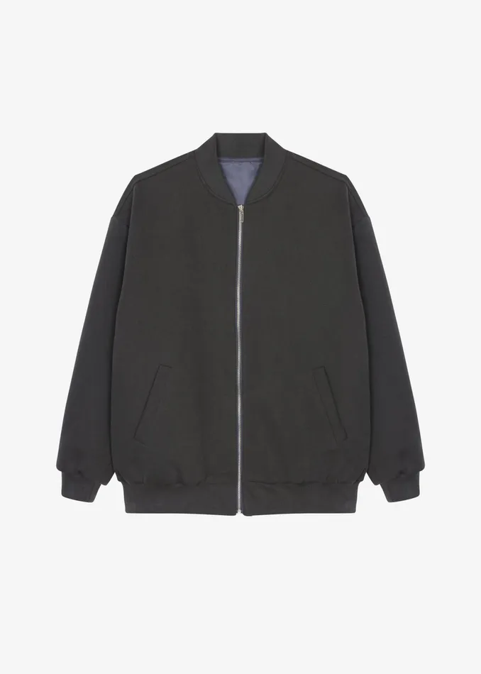 The Frankie Shop Outerwear Jura Cotton Bomber Jacket 8211 Charcoal 8211 Women