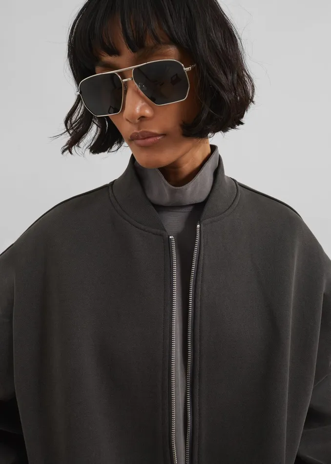The Frankie Shop Outerwear Jura Cotton Bomber Jacket 8211 Charcoal 8211 Women