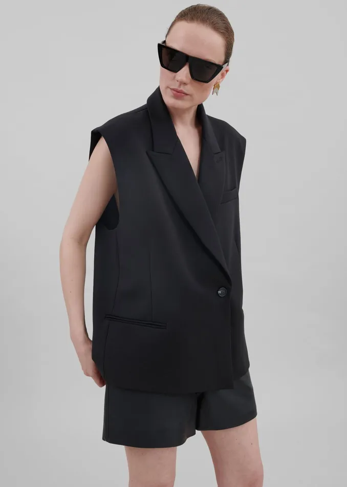The Frankie Shop Outerwear Kace Boxy Vest 8211 Black 8211 Women