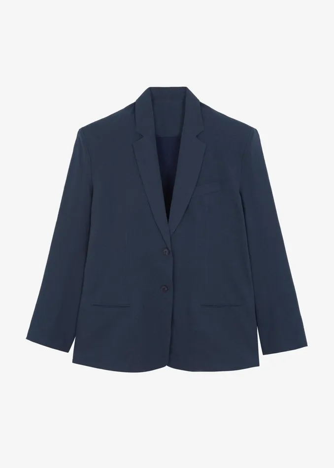 The Frankie Shop Outerwear Keenan Linen Oversized Blazer 8211 Navy 8211 Women