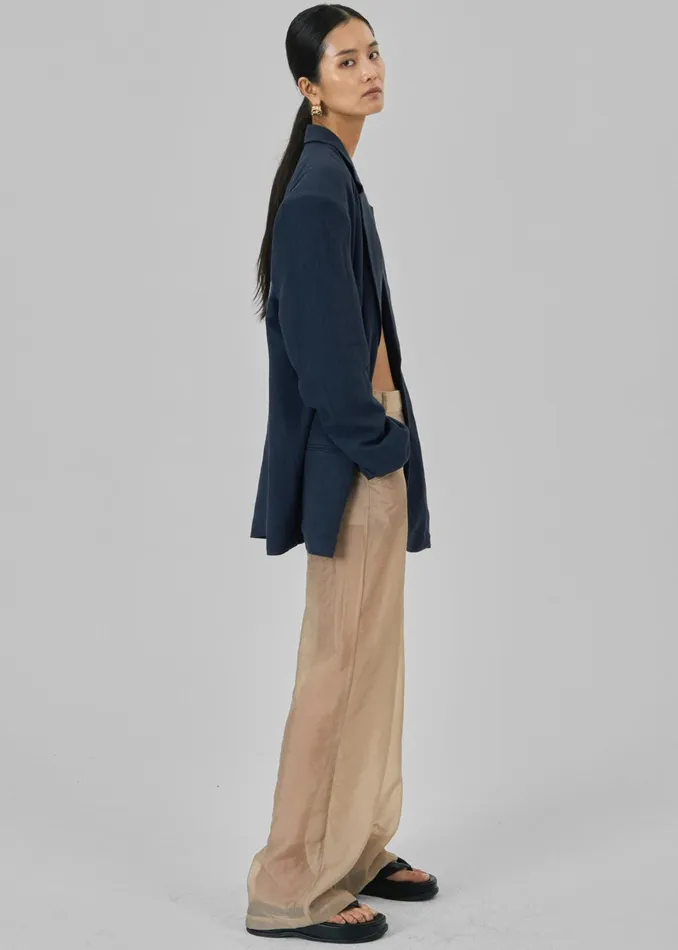 The Frankie Shop Outerwear Keenan Linen Oversized Blazer 8211 Navy 8211 Women