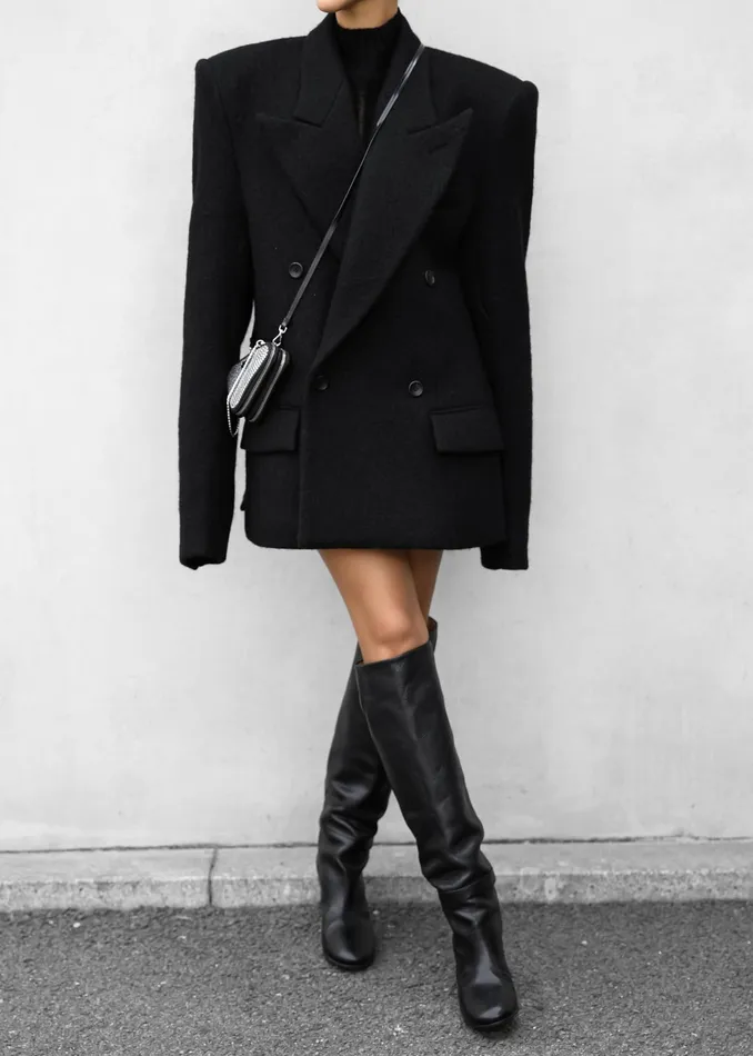 The Frankie Shop Outerwear Keira Double Breasted Wool Blazer 8211 Black 8211 Women