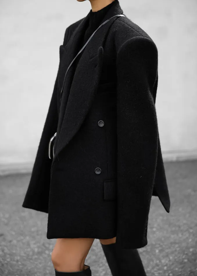 The Frankie Shop Outerwear Keira Double Breasted Wool Blazer 8211 Black 8211 Women
