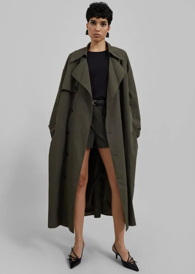 The Frankie Shop Outerwear Mavis Oversized Trench 8211 Khaki 8211 Women