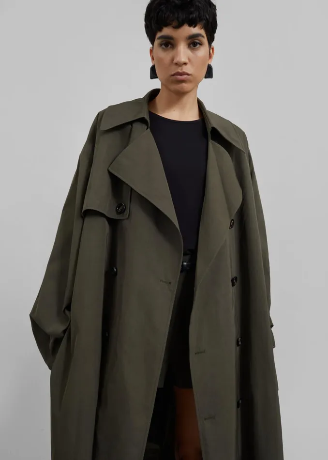 The Frankie Shop Outerwear Mavis Oversized Trench 8211 Khaki 8211 Women