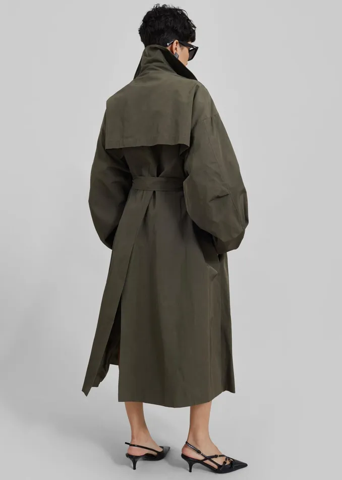 The Frankie Shop Outerwear Mavis Oversized Trench 8211 Khaki 8211 Women
