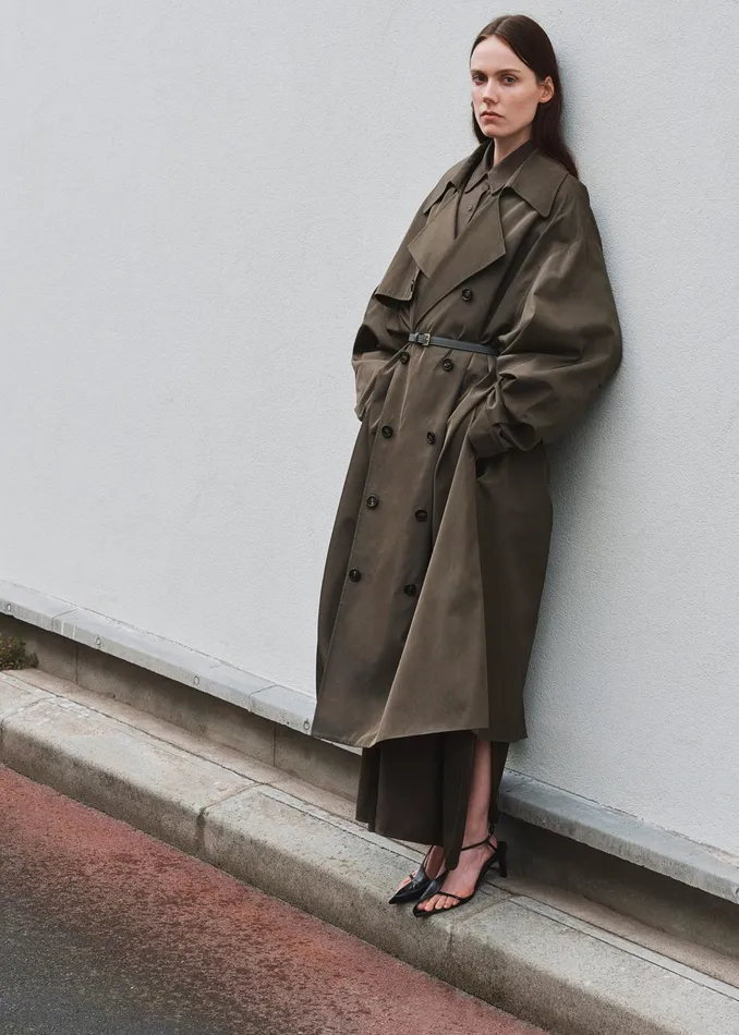 The Frankie Shop Outerwear Mavis Oversized Trench 8211 Khaki 8211 Women