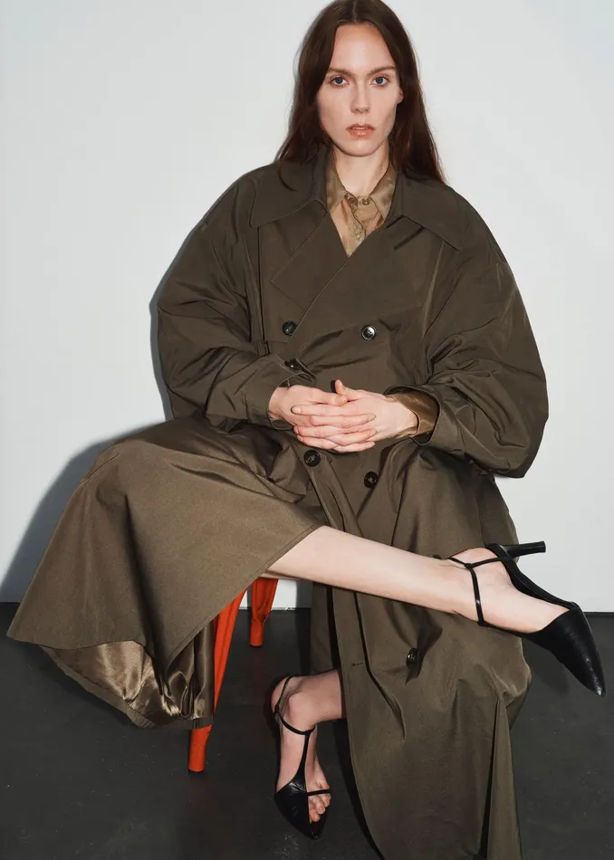 The Frankie Shop Outerwear Mavis Oversized Trench 8211 Khaki 8211 Women