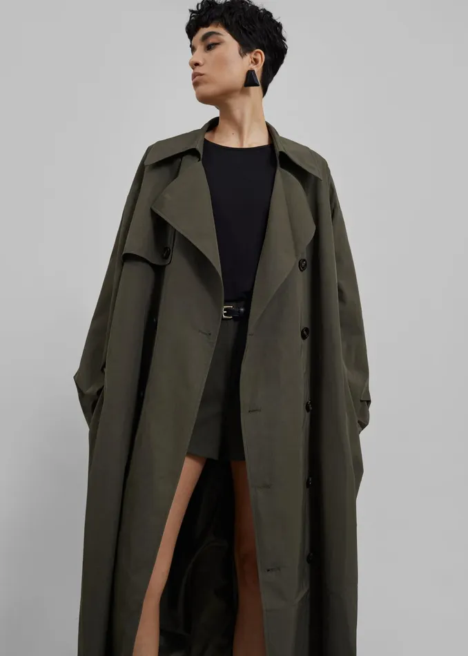The Frankie Shop Outerwear Mavis Oversized Trench 8211 Khaki 8211 Women