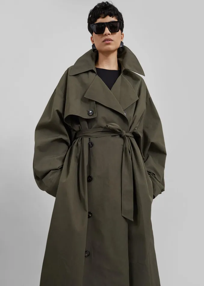 The Frankie Shop Outerwear Mavis Oversized Trench 8211 Khaki 8211 Women