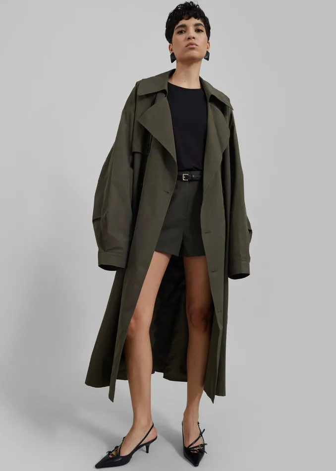 The Frankie Shop Outerwear Mavis Oversized Trench 8211 Khaki 8211 Women