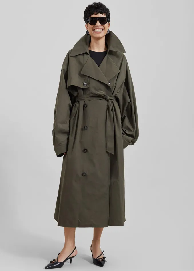 The Frankie Shop Outerwear Mavis Oversized Trench 8211 Khaki 8211 Women