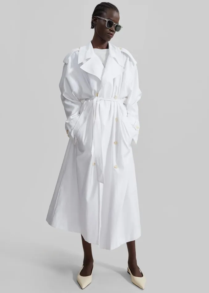 The Frankie Shop Outerwear Nara Trench Coat 8211 White 8211 Women