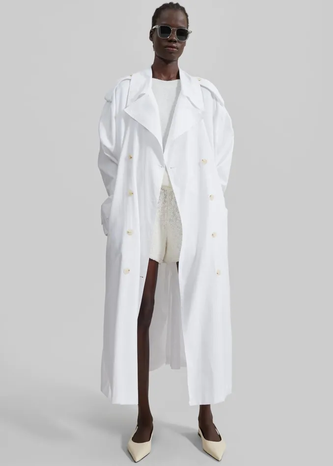 The Frankie Shop Outerwear Nara Trench Coat 8211 White 8211 Women