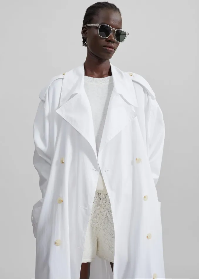 The Frankie Shop Outerwear Nara Trench Coat 8211 White 8211 Women