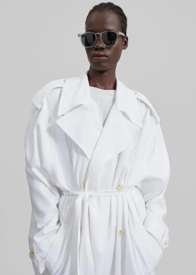The Frankie Shop Outerwear Nara Trench Coat 8211 White 8211 Women