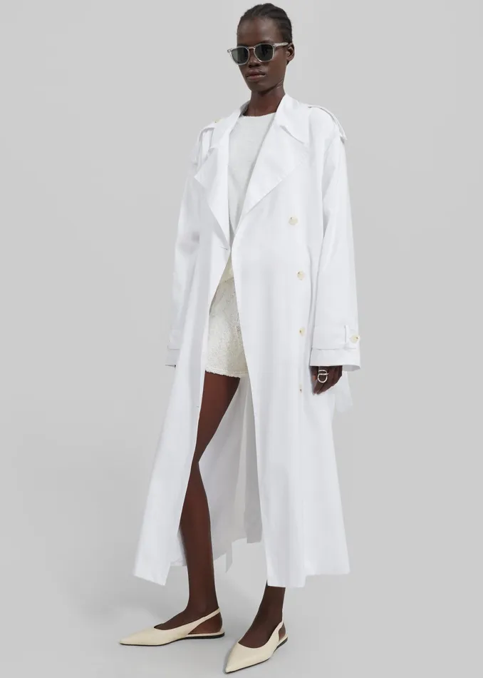 The Frankie Shop Outerwear Nara Trench Coat 8211 White 8211 Women