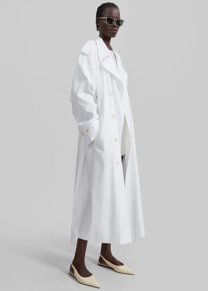 The Frankie Shop Outerwear Nara Trench Coat 8211 White 8211 Women