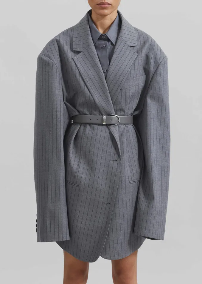 The Frankie Shop Outerwear Nettie Oversized Blazer 8211 Grey Stripe 8211 Women