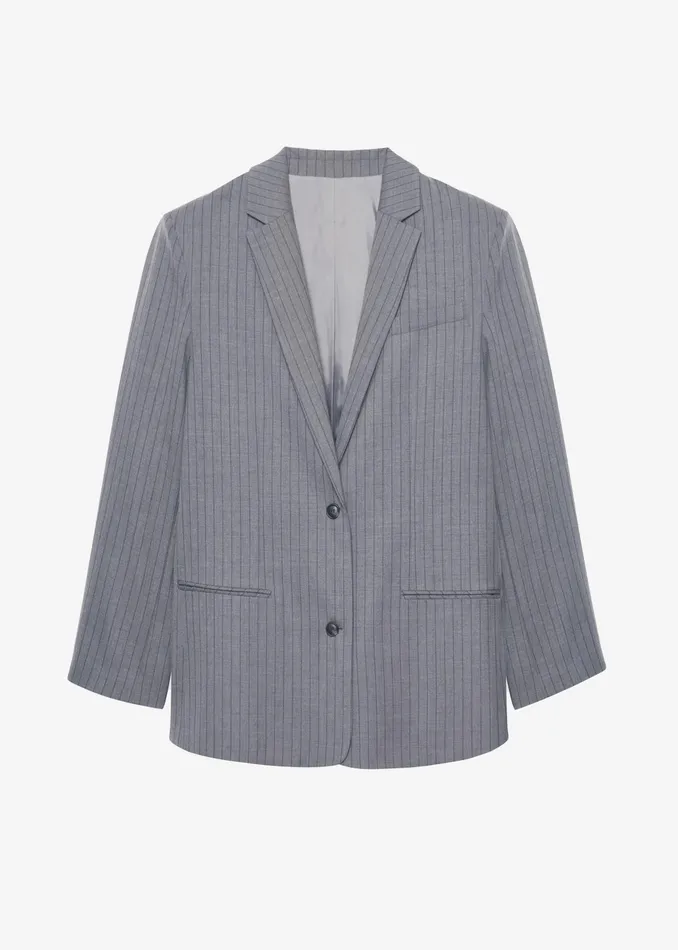 The Frankie Shop Outerwear Nettie Oversized Blazer 8211 Grey Stripe 8211 Women