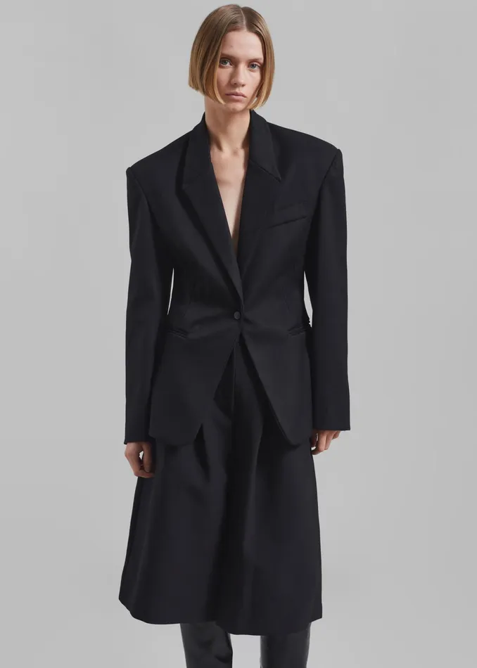 The Frankie Shop Outerwear Reagan Boxy Padded Blazer 8211 Black 8211 Women