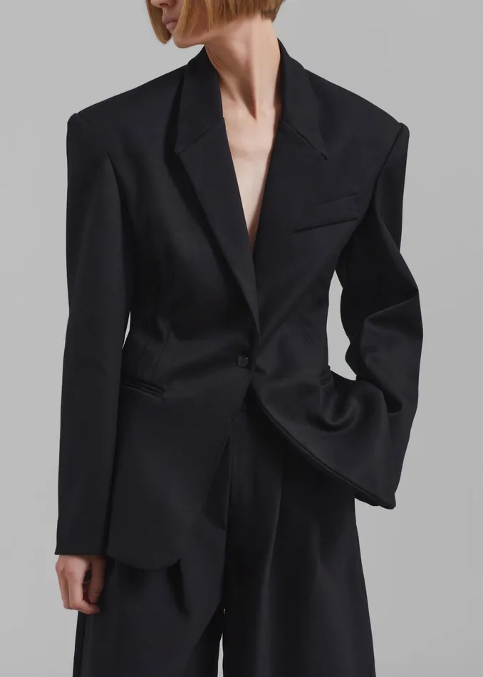 The Frankie Shop Outerwear Reagan Boxy Padded Blazer 8211 Black 8211 Women