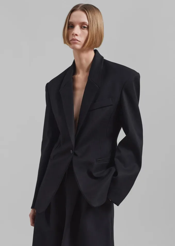 The Frankie Shop Outerwear Reagan Boxy Padded Blazer 8211 Black 8211 Women