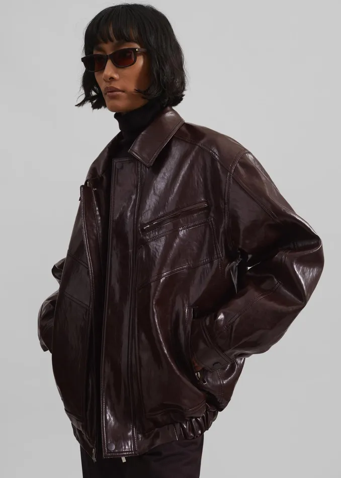 The Frankie Shop Outerwear Risner Faux Leather Jacket 8211 Burgundy 8211 Women