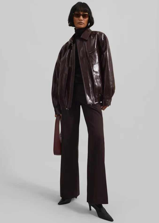 The Frankie Shop Outerwear Risner Faux Leather Jacket 8211 Burgundy 8211 Women