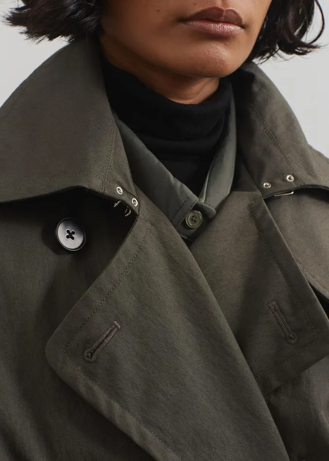 The Frankie Shop Outerwear Rolen Trench Coat 8211 Dark Olive 8211 Women
