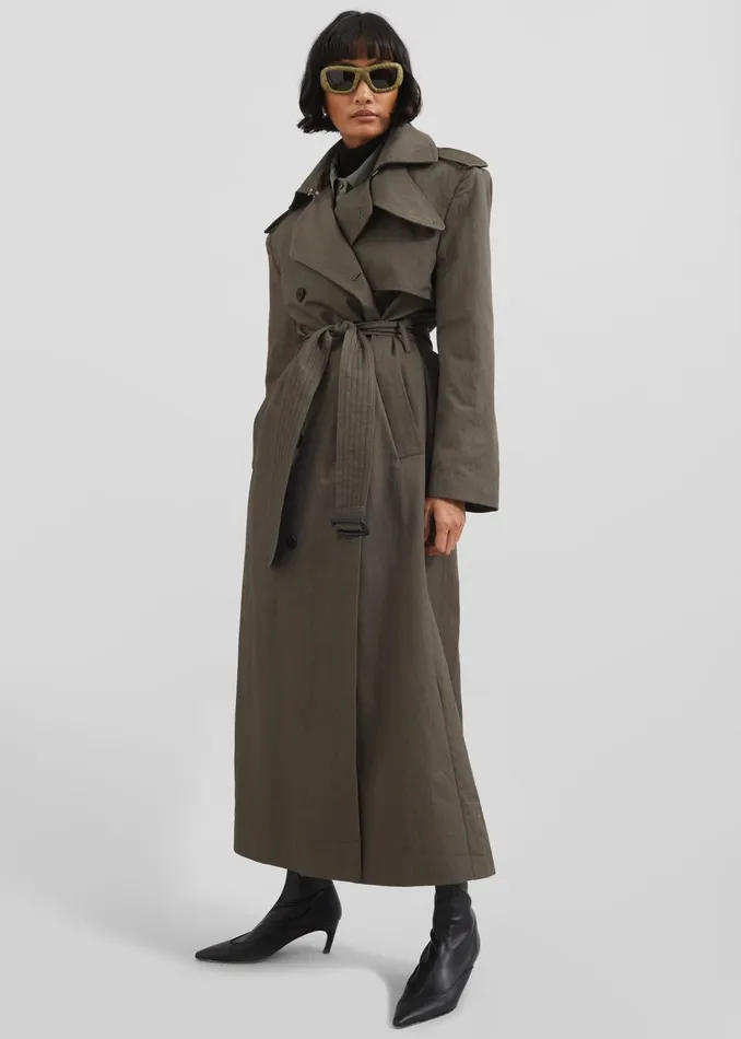 The Frankie Shop Outerwear Rolen Trench Coat 8211 Dark Olive 8211 Women