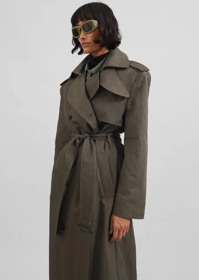 The Frankie Shop Outerwear Rolen Trench Coat 8211 Dark Olive 8211 Women
