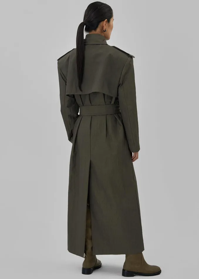 The Frankie Shop Outerwear Rolen Trench Coat 8211 Dark Olive 8211 Women