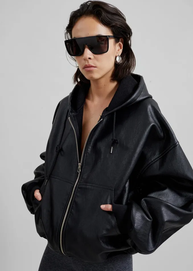 The Frankie Shop Outerwear Santiago Faux Leather Jacket 8211 Black 8211 Women