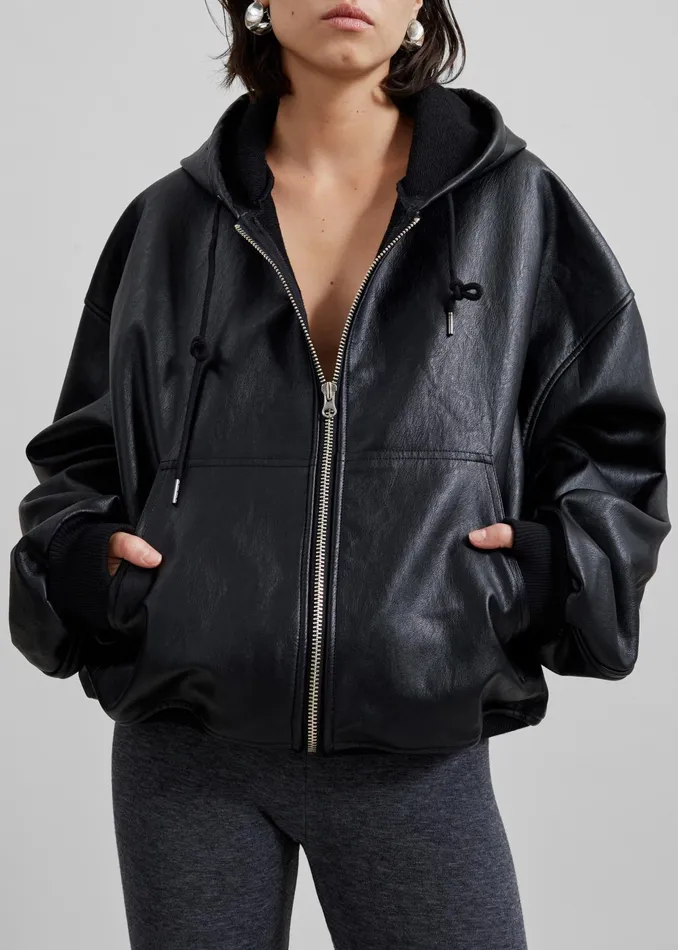 The Frankie Shop Outerwear Santiago Faux Leather Jacket 8211 Black 8211 Women