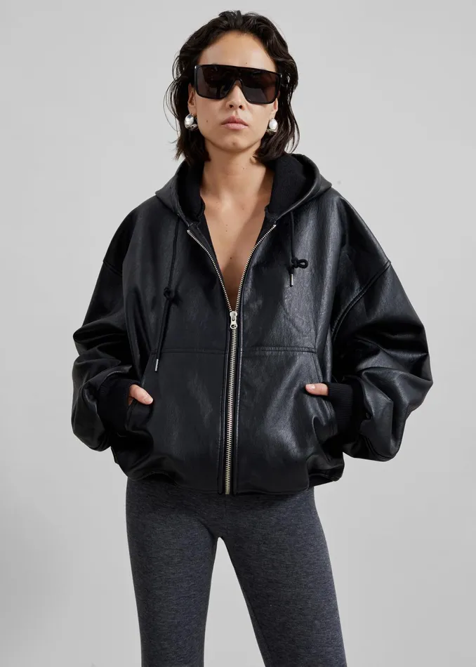 The Frankie Shop Outerwear Santiago Faux Leather Jacket 8211 Black 8211 Women
