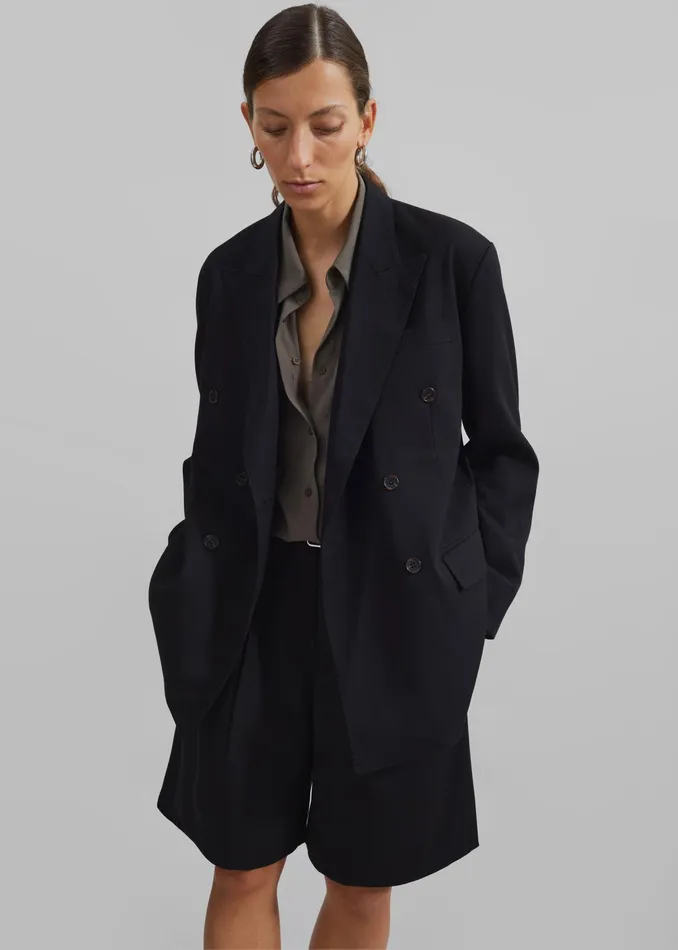 The Frankie Shop Outerwear Sava Double Breasted Blazer 8211 Black 8211 Women