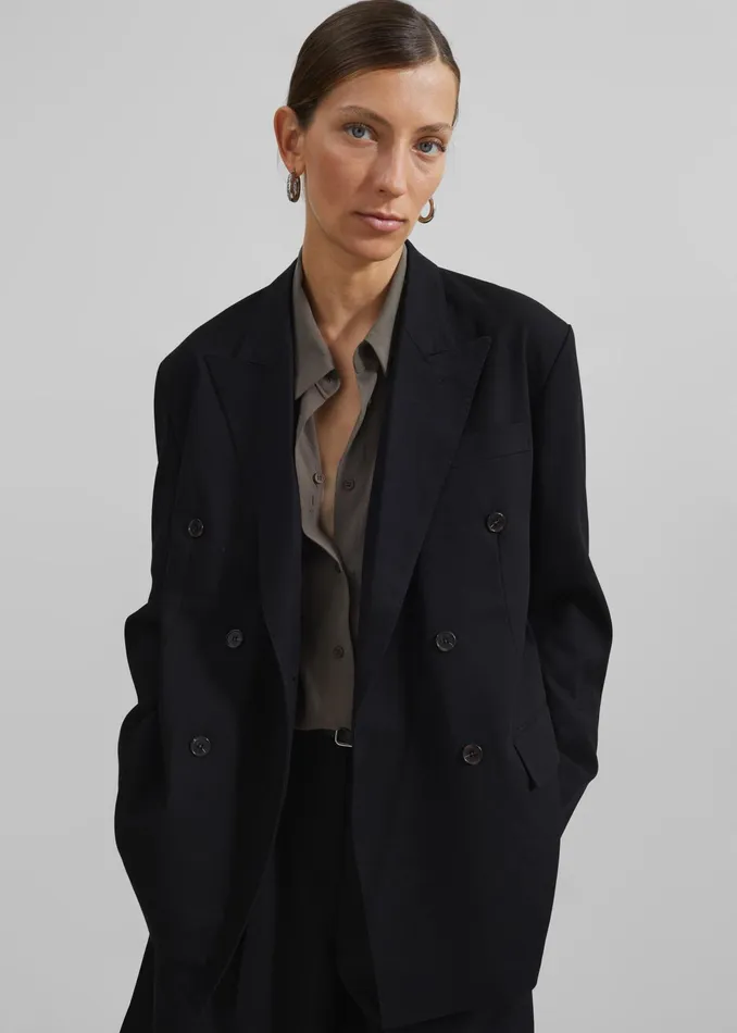 The Frankie Shop Outerwear Sava Double Breasted Blazer 8211 Black 8211 Women