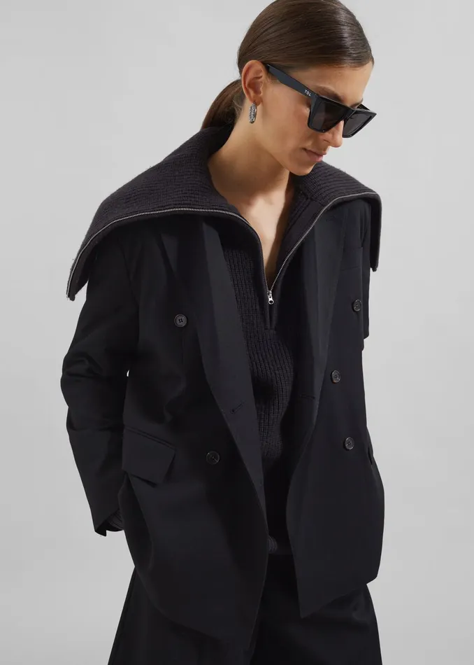 The Frankie Shop Outerwear Sava Double Breasted Blazer 8211 Black 8211 Women