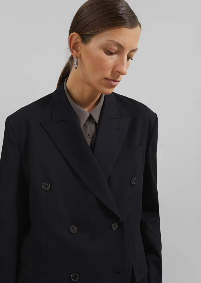 The Frankie Shop Outerwear Sava Double Breasted Blazer 8211 Black 8211 Women
