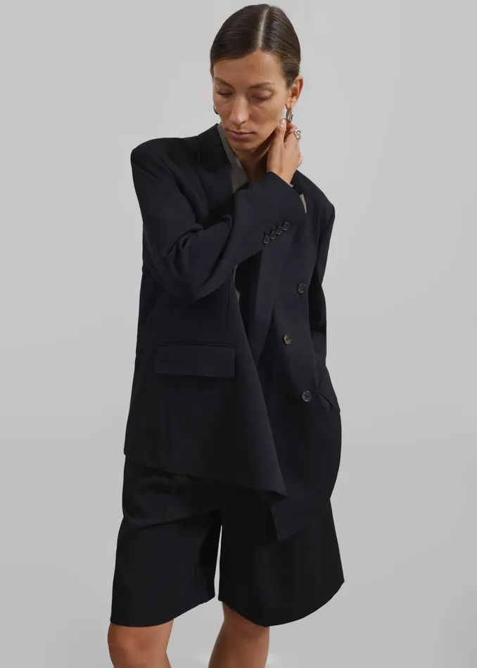 The Frankie Shop Outerwear Sava Double Breasted Blazer 8211 Black 8211 Women