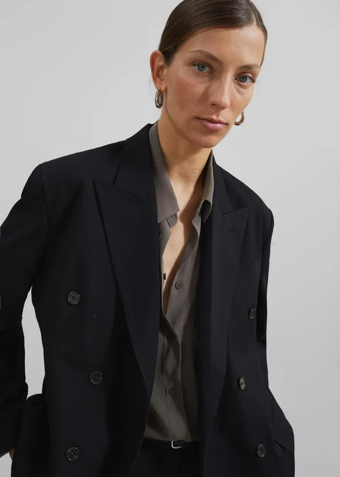 The Frankie Shop Outerwear Sava Double Breasted Blazer 8211 Black 8211 Women