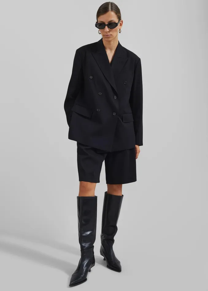 The Frankie Shop Outerwear Sava Double Breasted Blazer 8211 Black 8211 Women