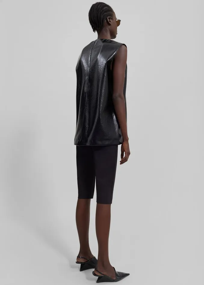 The Frankie Shop Tops Amaris Crackled Faux Leather Tank Top 8211 Black 8211 Women