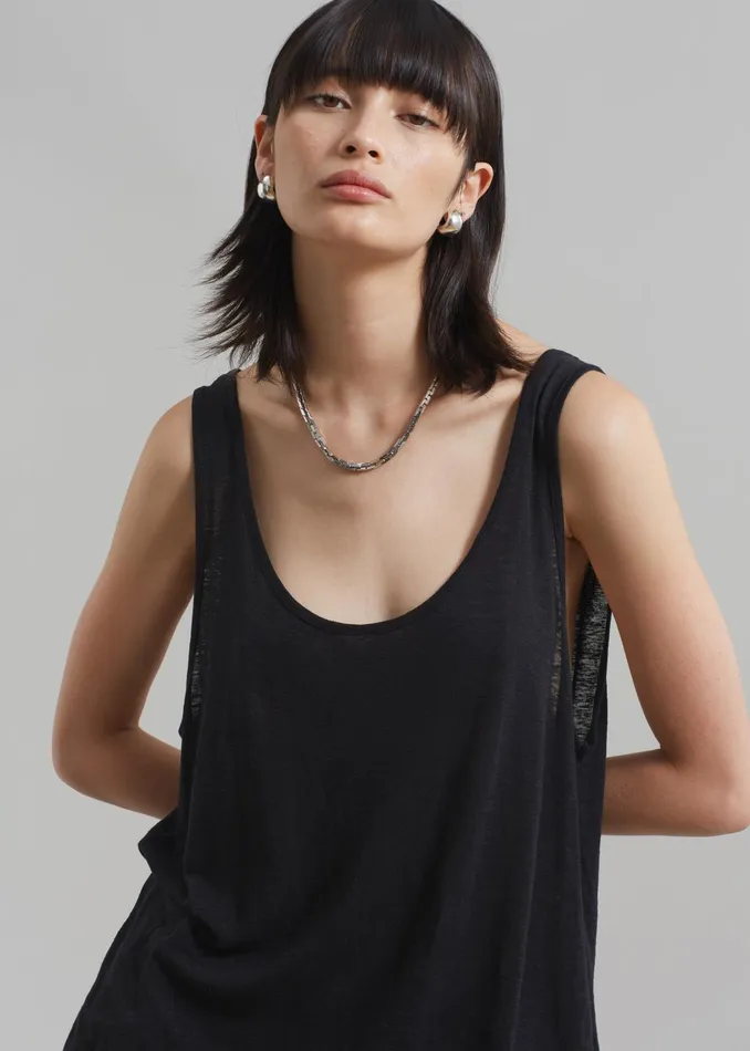The Frankie Shop Tops Josie Scoop Neck Tank Top 8211 Black 8211 Women