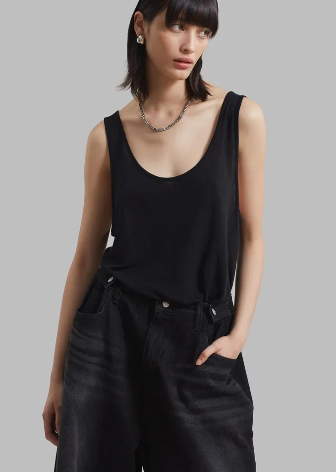 The Frankie Shop Tops Josie Scoop Neck Tank Top 8211 Black 8211 Women