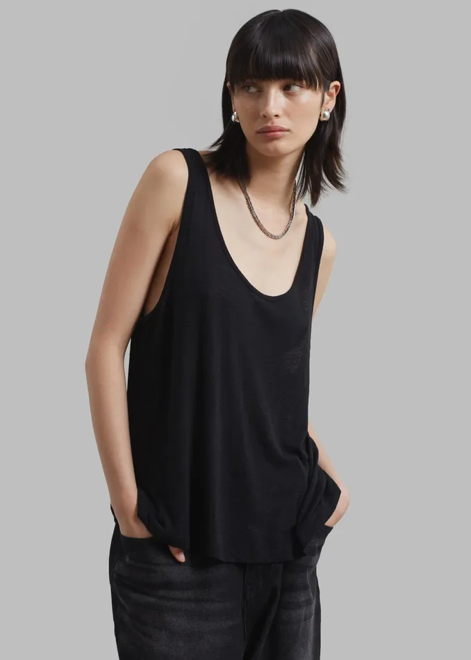 The Frankie Shop Tops Josie Scoop Neck Tank Top 8211 Black 8211 Women