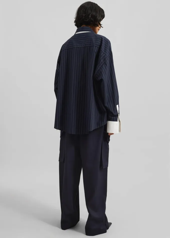 The Frankie Shop Tops Lorna Shirt 8211 NavyWhite Pinstripe 8211 Women