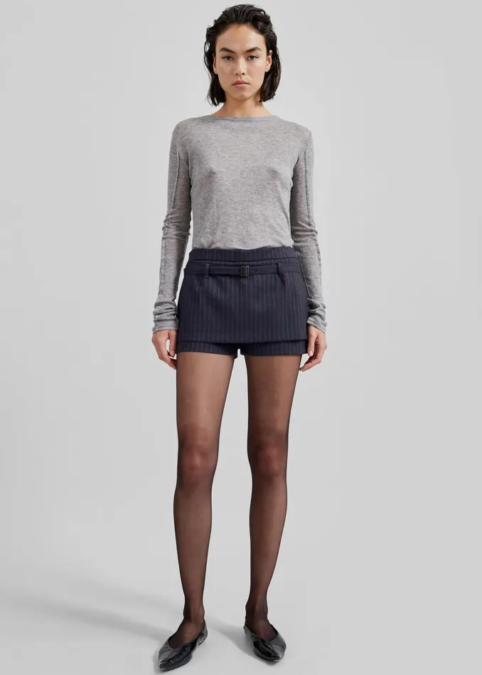 The Frankie Shop Tops Mesa Sheer Long Sleeve Tee 8211 Grey 8211 Women