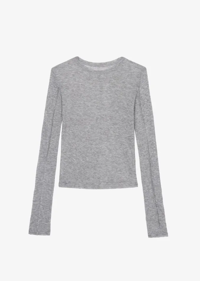 The Frankie Shop Tops Mesa Sheer Long Sleeve Tee 8211 Grey 8211 Women